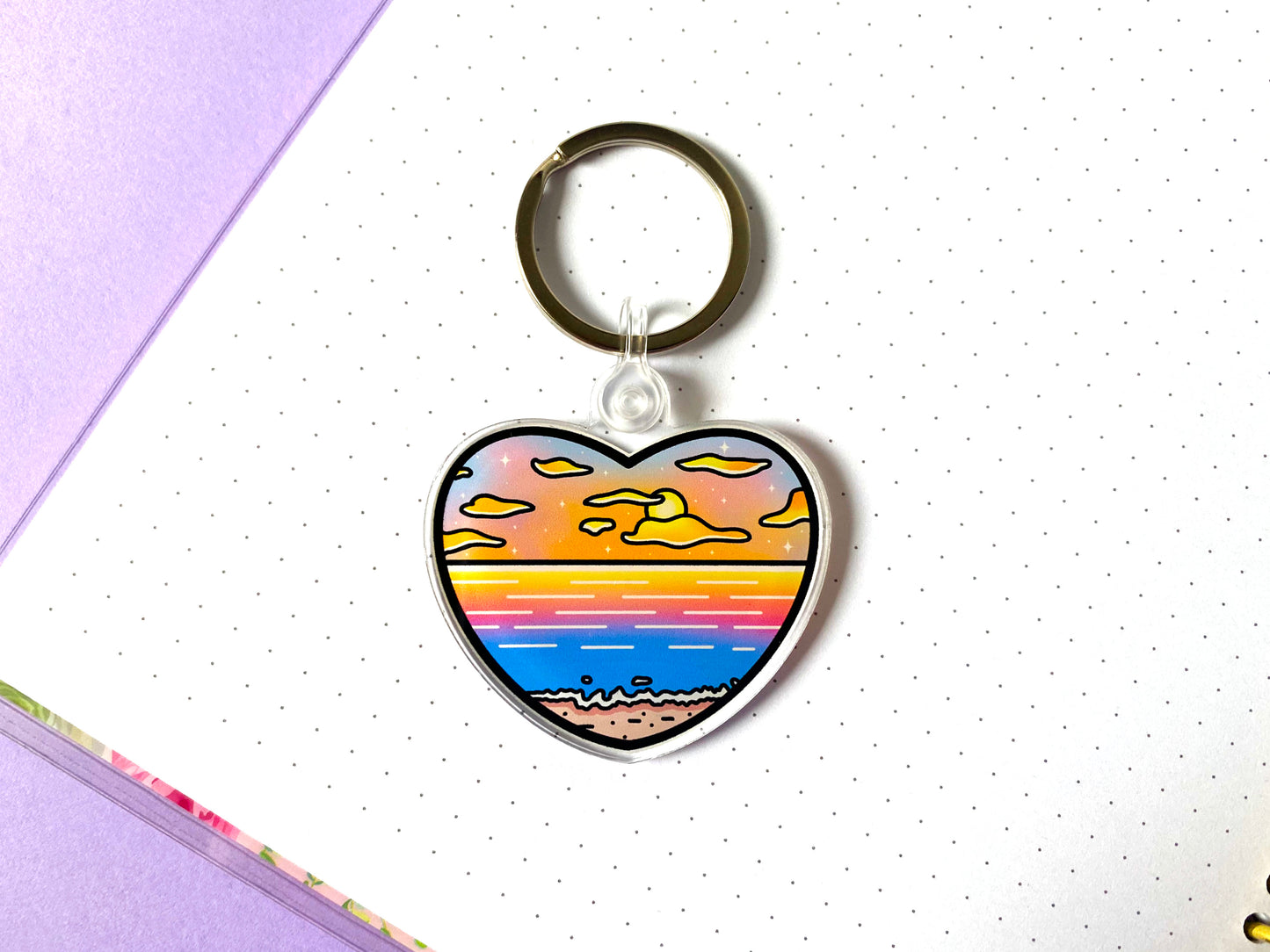 Vaporwave Heart Acrylic Charm Keychain