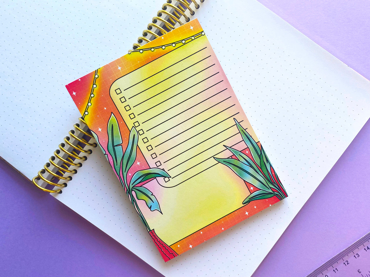 To Do List & Notes A6 Notepad | Vaporwave plant - Orange and light vibe