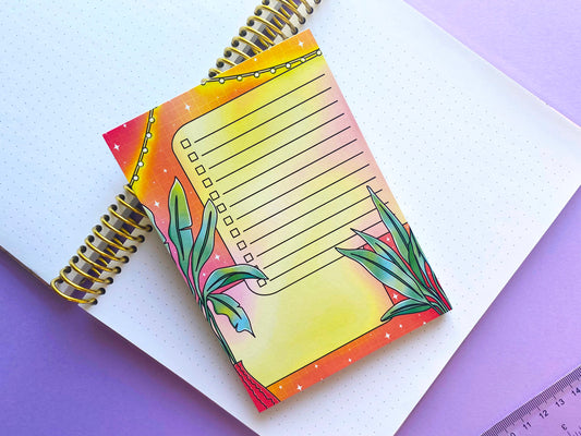 To Do List & Notes A6 Notepad | Vaporwave plant - Orange and light vibe