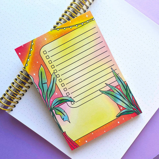 To Do List & Notes A6 Notepad | Vaporwave plant - Orange and light vibe
