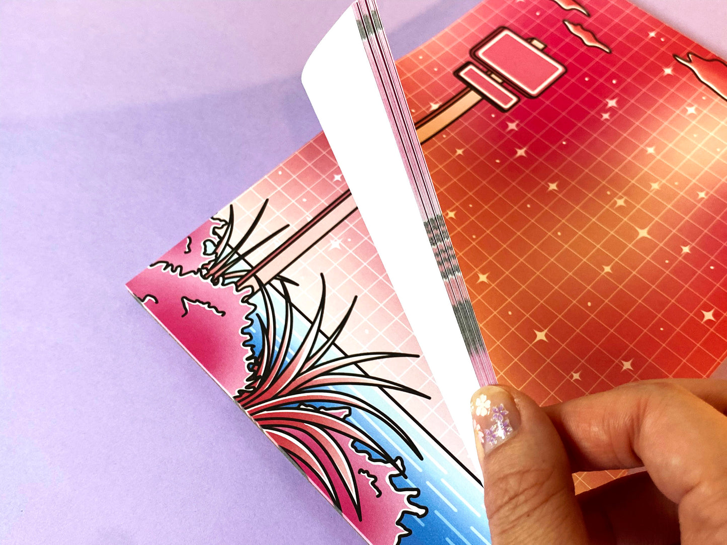 A5 Notepad Love Season| Paradise pink landscape Dreamy ocean view | Vaporwave Vibes
