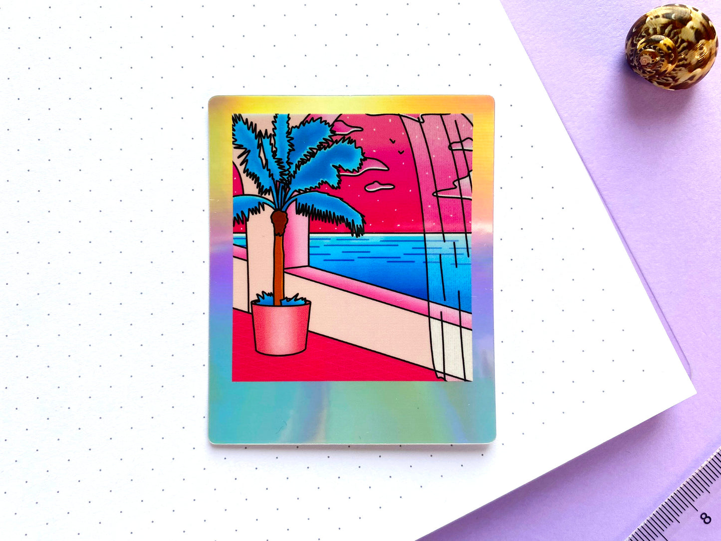 Holographic Waterproof Sticker - Polaroid "Pink Dream"