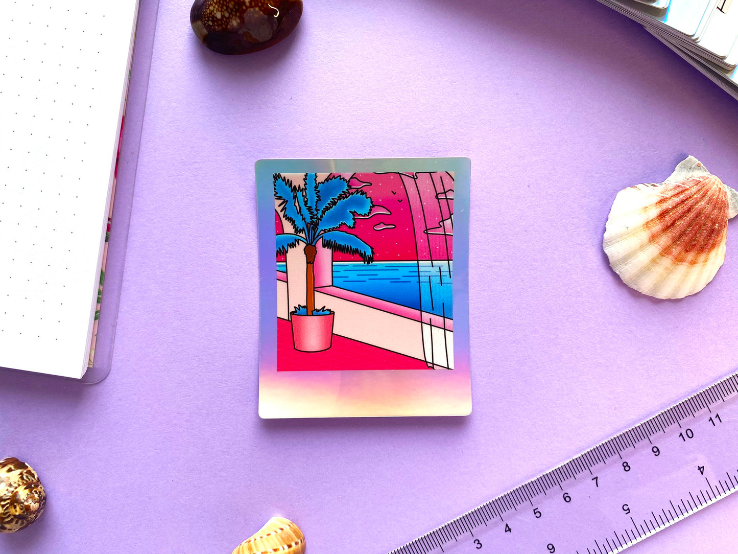 Holographic Waterproof Sticker - Polaroid "Pink Dream"