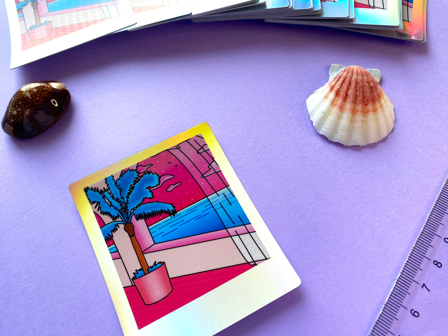 Holographic Waterproof Sticker - Polaroid "Pink Dream"