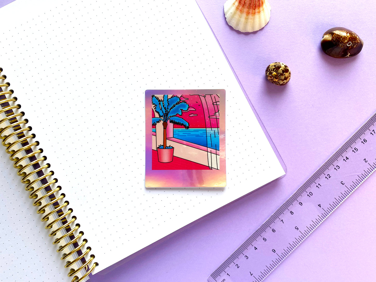 Holographic Waterproof Sticker - Polaroid "Pink Dream"