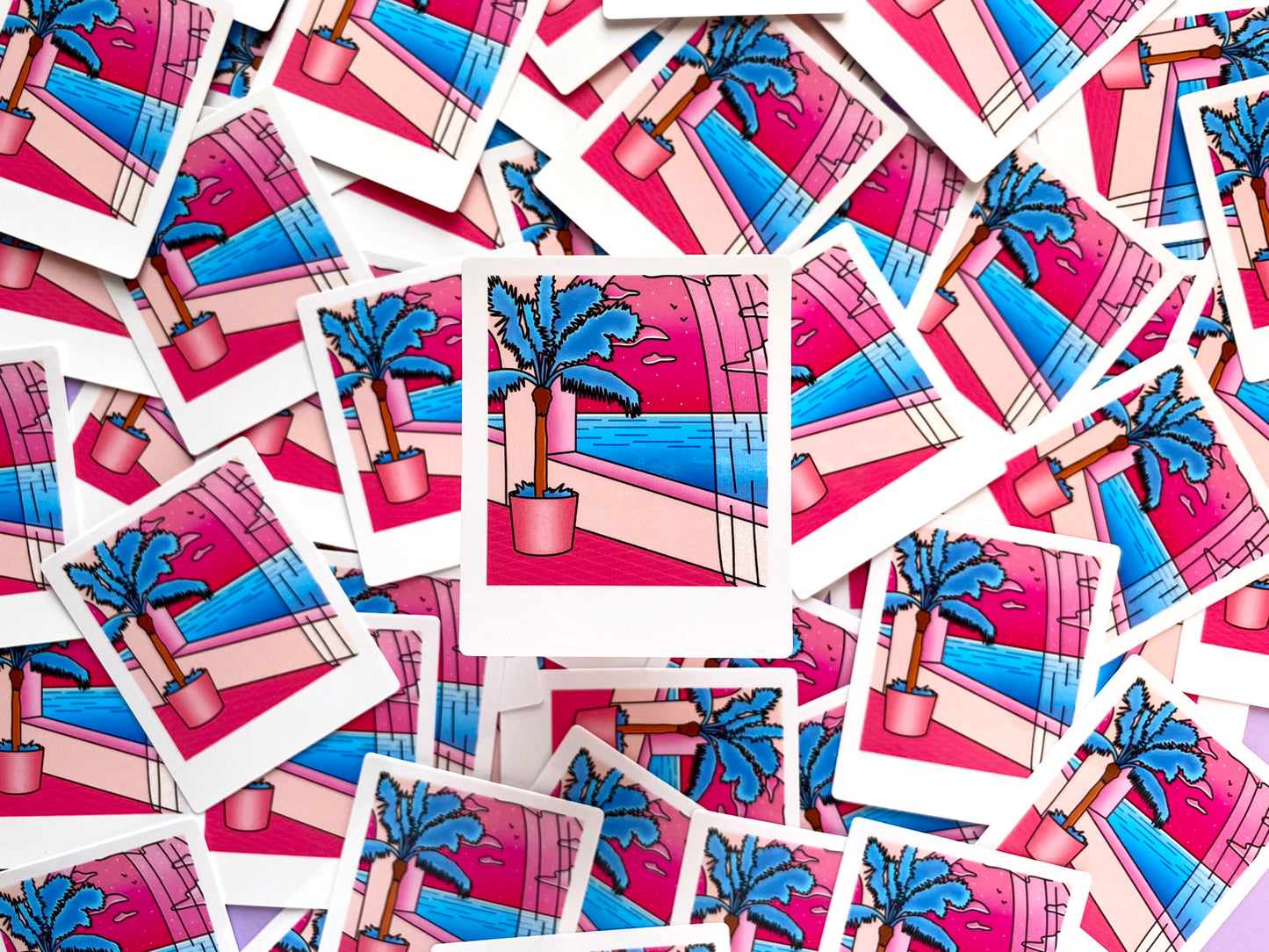 Glossy Waterproof Sticker - Polaroid "Pink Dream"