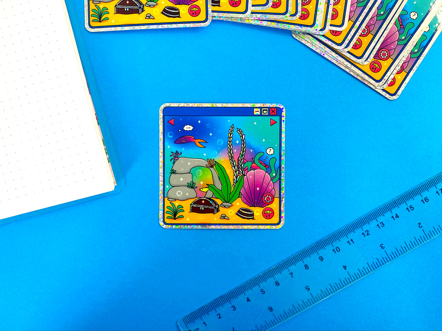 Nostalgic Fish Holographic Glitters Sticker - Virtual aquarium