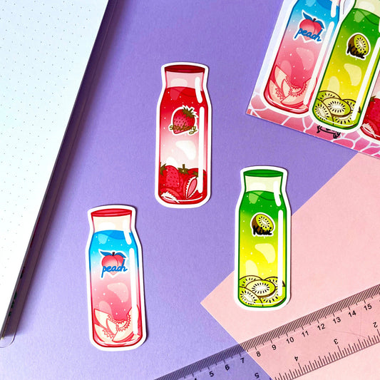 Waterproof Stickers - Bottle of fruit juice | Pack 3 Stickers