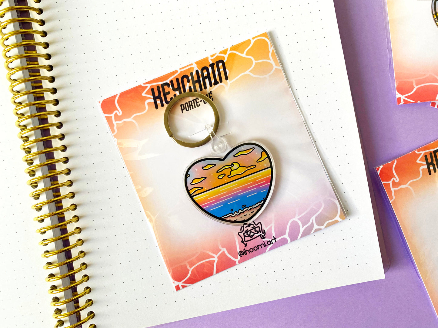 Vaporwave Heart Acrylic Charm Keychain