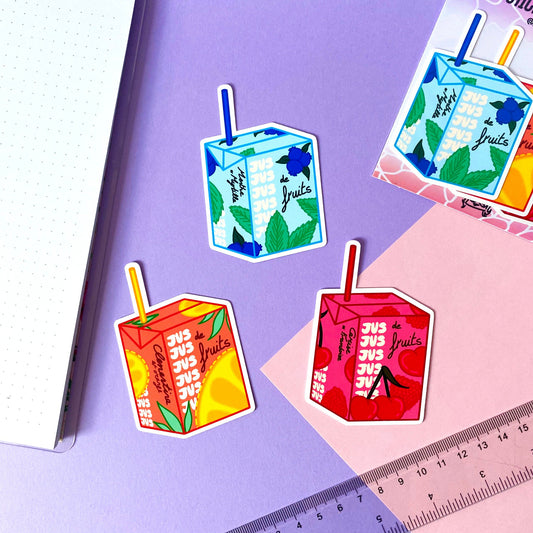 Stickers Waterproof - Brique de jus | Pack 3 Stickers