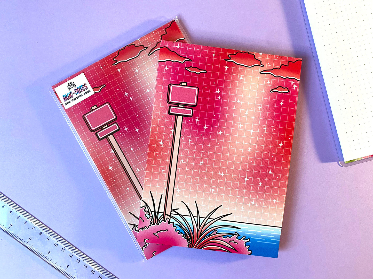A5 Notepad Love Season| Paradise pink landscape Dreamy ocean view | Vaporwave Vibes