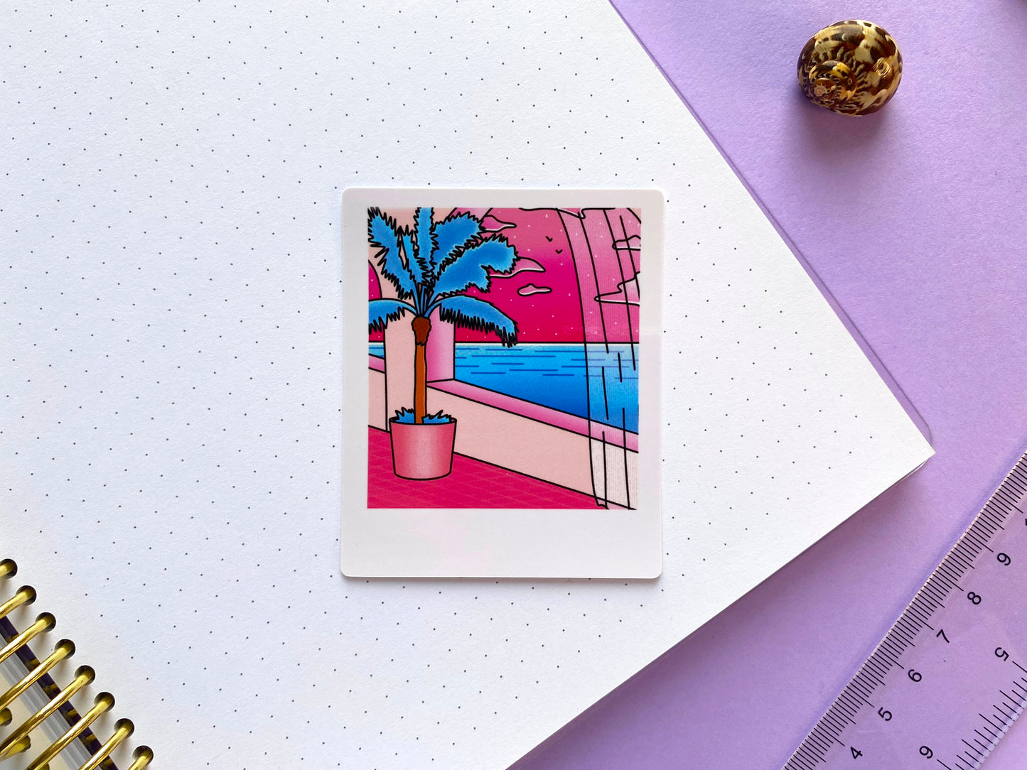 Glossy Waterproof Sticker - Polaroid "Pink Dream"