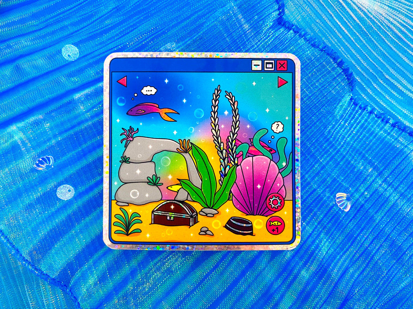 Nostalgic Fish Holographic Glitters Sticker - Virtual aquarium