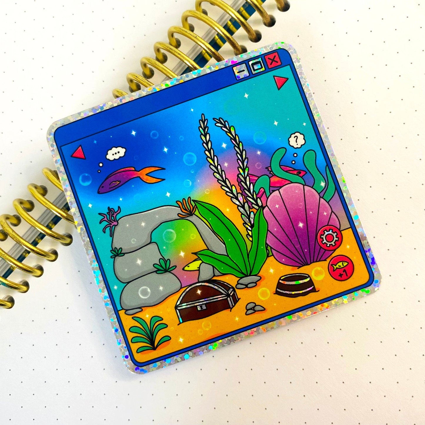 Nostalgic Fish Holographic Glitters Sticker - Virtual aquarium