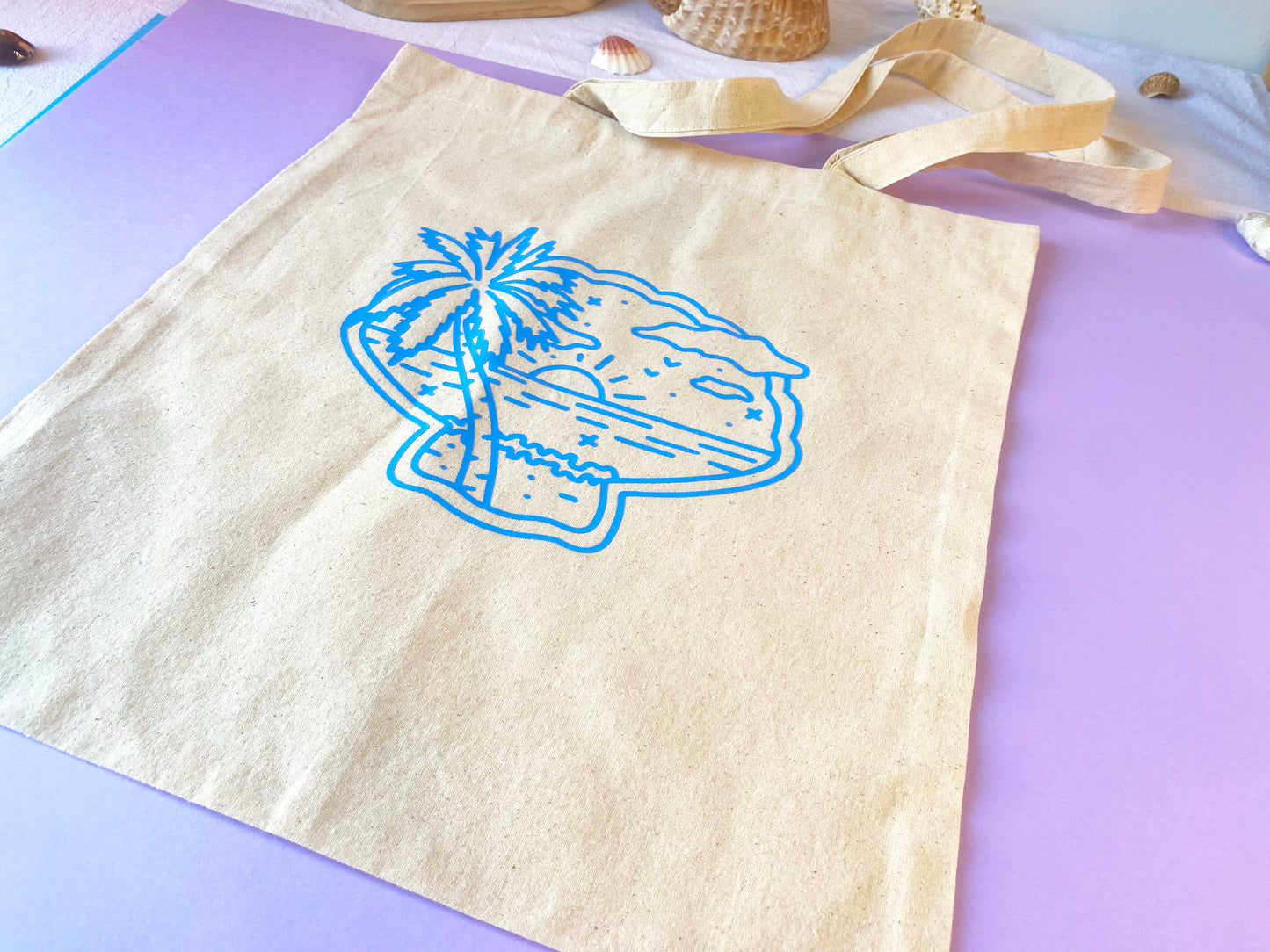 Tote Bag - Coquillage, vue sur la mer & palmier