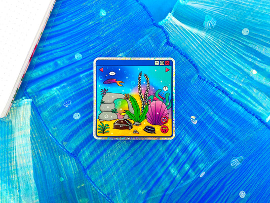 Nostalgic Fish Holographic Glitters Sticker - Virtual aquarium