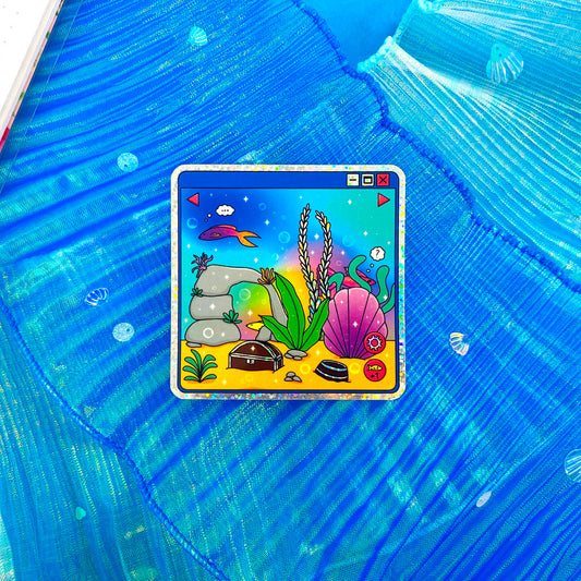 Nostalgic Fish Holographic Glitters Sticker - Virtual aquarium