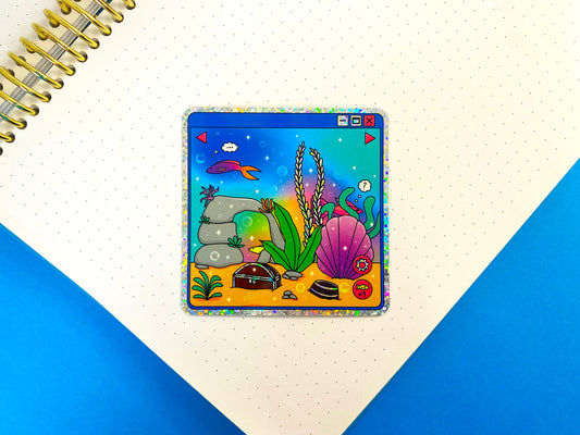 Nostalgic Fish Holographic Glitters Sticker - Virtual aquarium