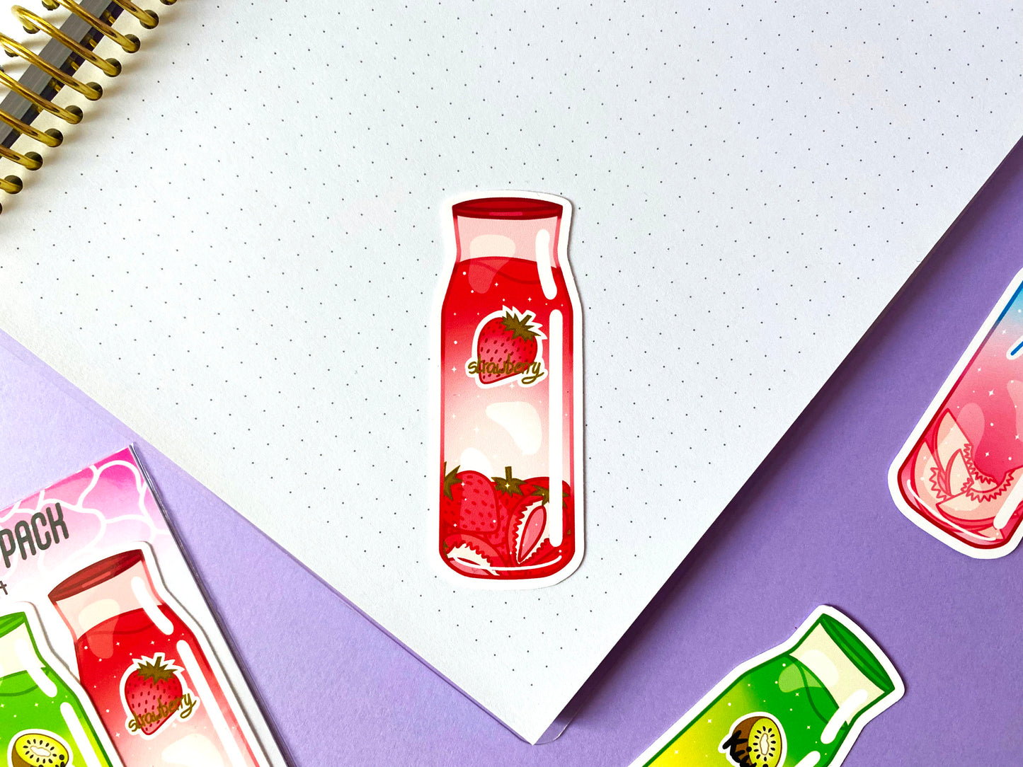 Waterproof Stickers - Bottle of fruit juice | Pack 3 Stickers