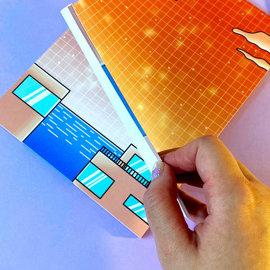 A5 Notepad Hot Summer | Orange Sunset & Villa Ocean View | Vaporwave Dreamscape