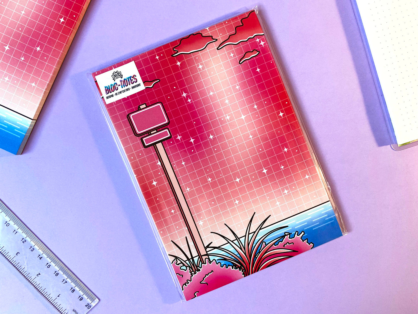 A5 Notepad Love Season| Paradise pink landscape Dreamy ocean view | Vaporwave Vibes