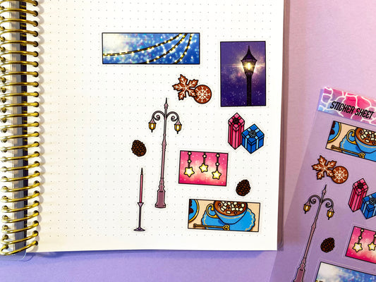 Planche de stickers transparente | Souvenirs d'hiver et de Noël