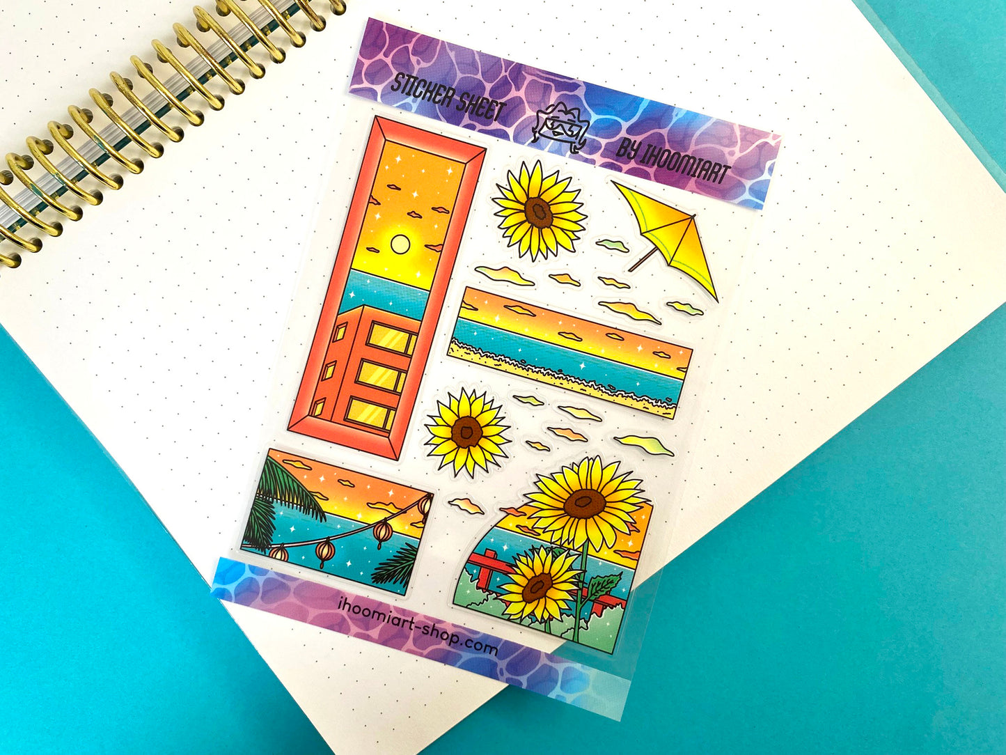 Hot Summer A6 Clear Sticker Sheet | Summer day landscape and Sunflower View