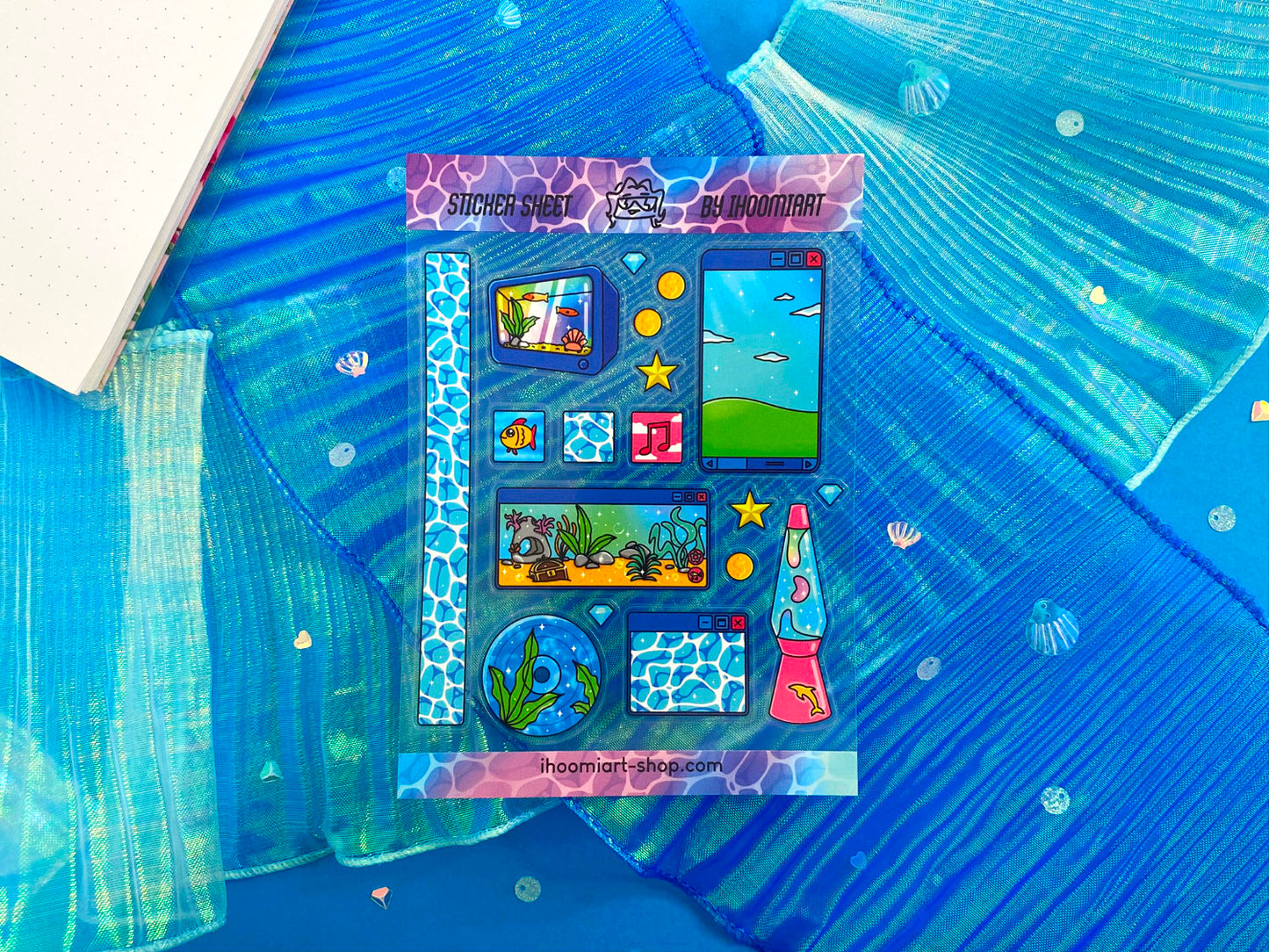 Nostalgic Fish A6 Clear Sticker Sheet - "Lost in aquatic virtual world"