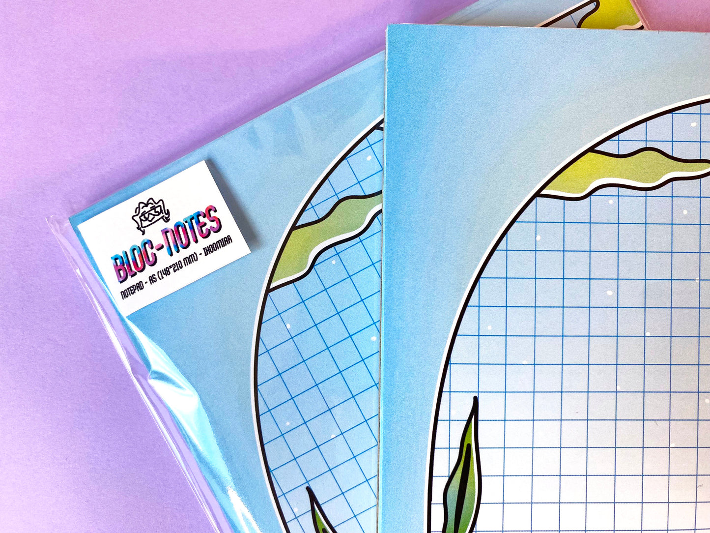 Vaporwave A5 Notepad | Paradise landscape calm and ocean view| Blue & Green