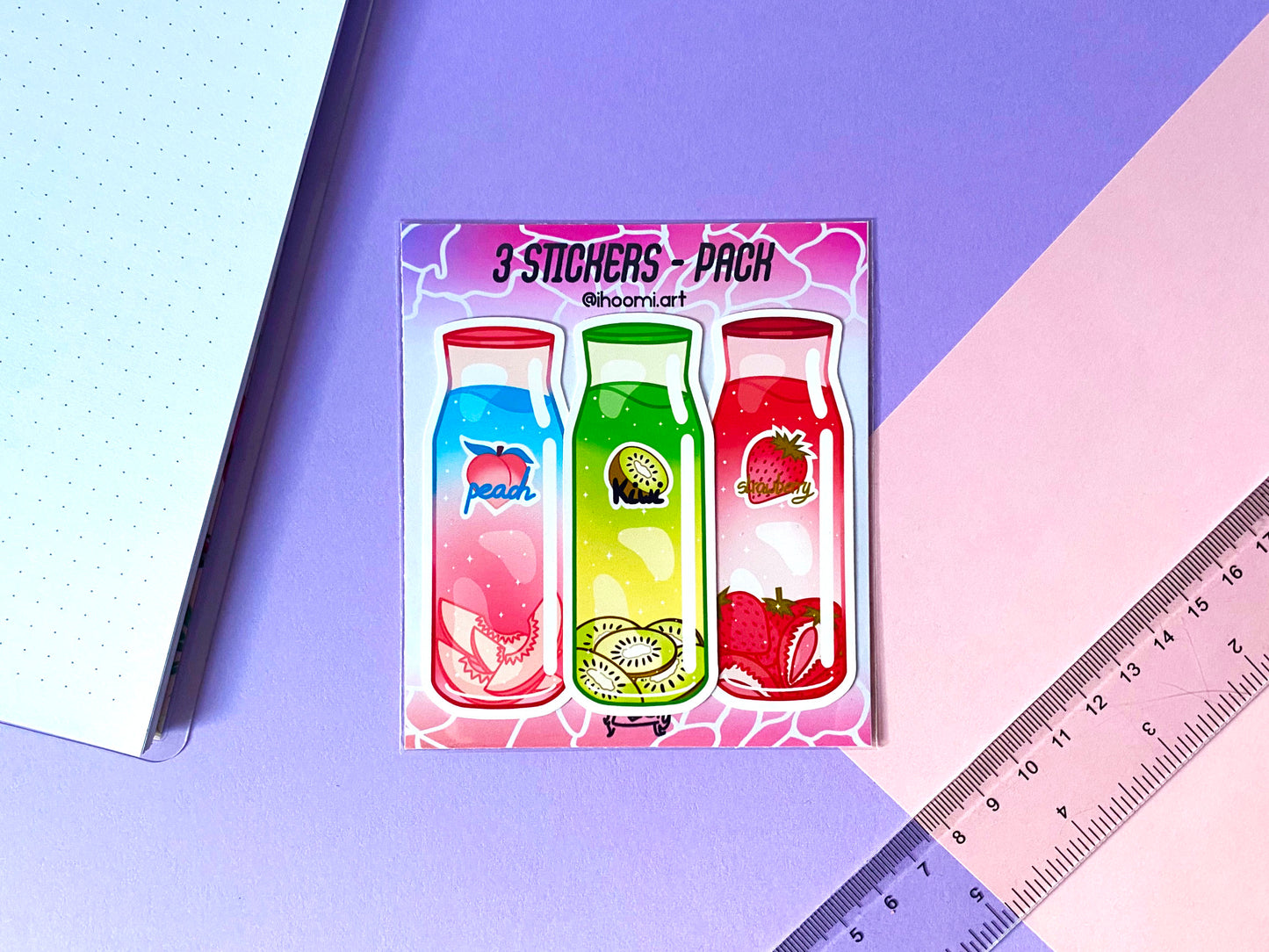 Waterproof Stickers - Bottle of fruit juice | Pack 3 Stickers