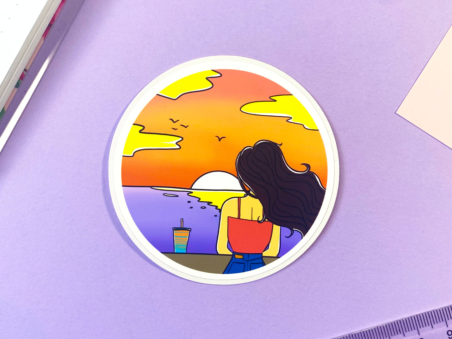Waterproof Vaporwave Sticker "Sunset"