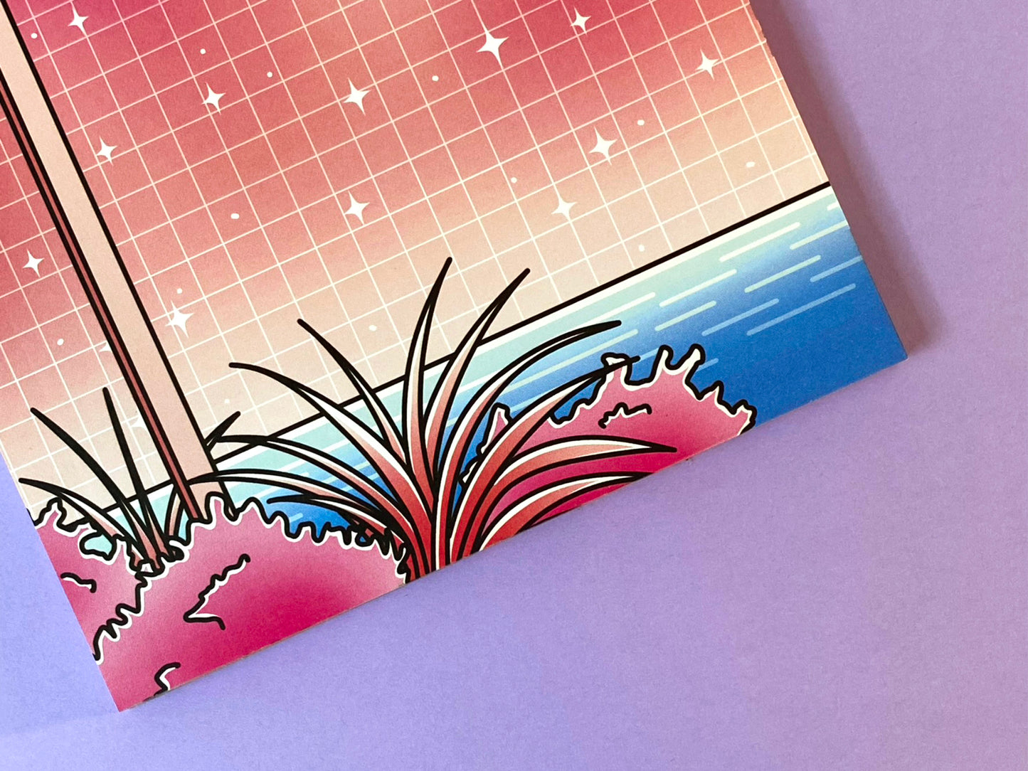 A5 Notepad Love Season| Paradise pink landscape Dreamy ocean view | Vaporwave Vibes
