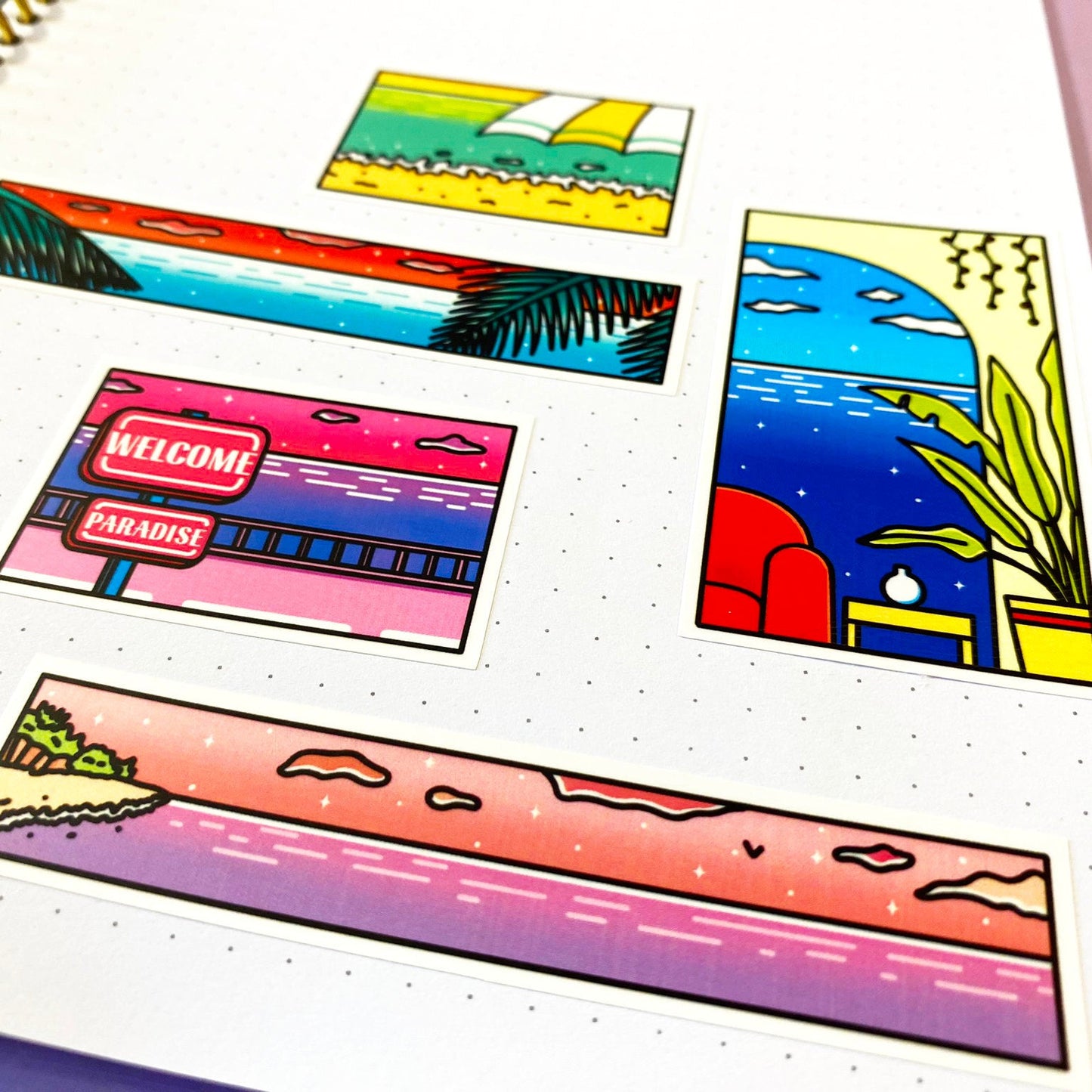 Planche de stickers | Paysage avec océan