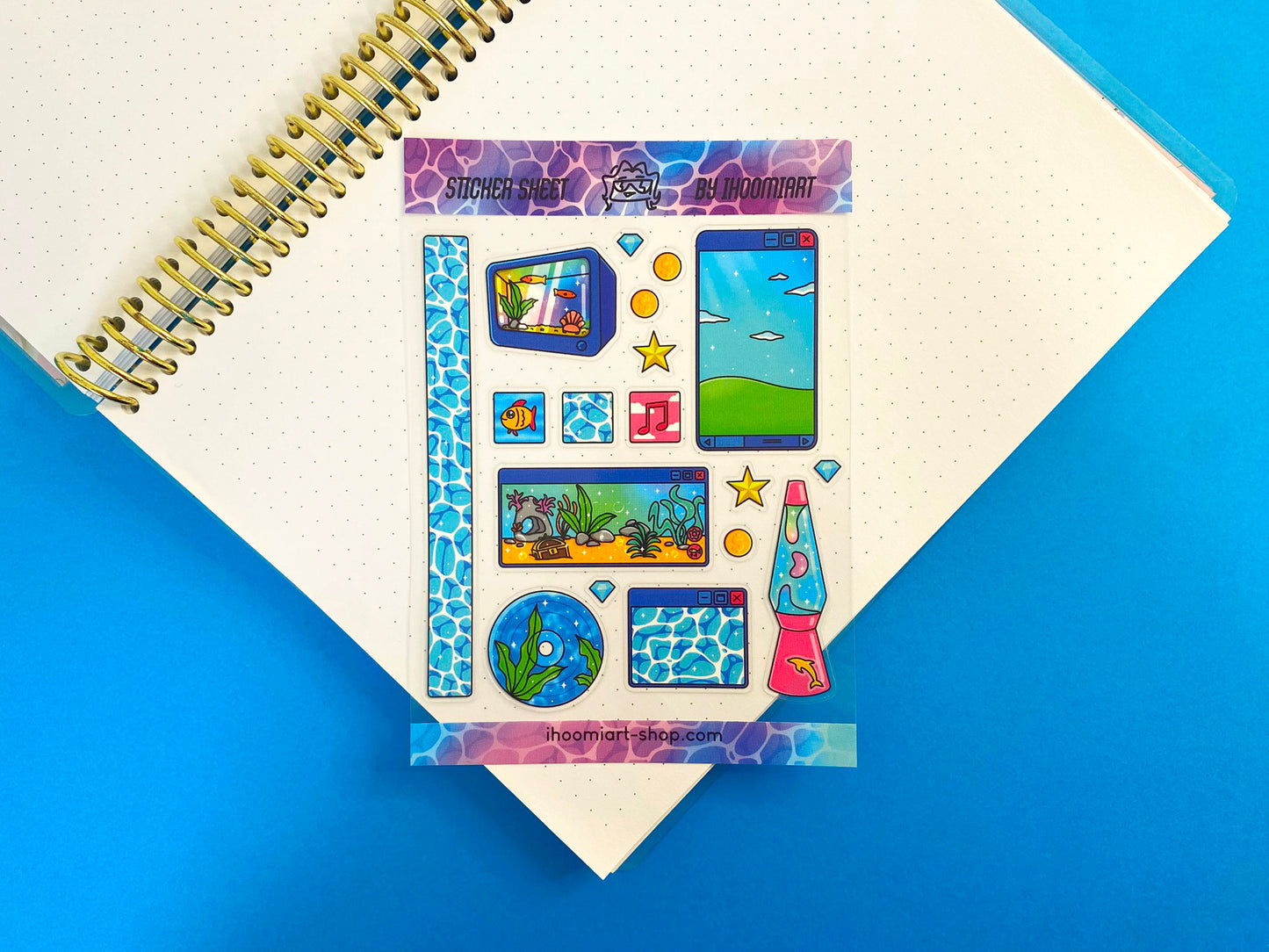 Nostalgic Fish A6 Clear Sticker Sheet - "Lost in aquatic virtual world"