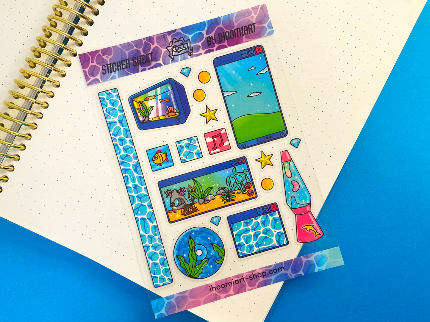 Nostalgic Fish A6 Clear Sticker Sheet - "Lost in aquatic virtual world"