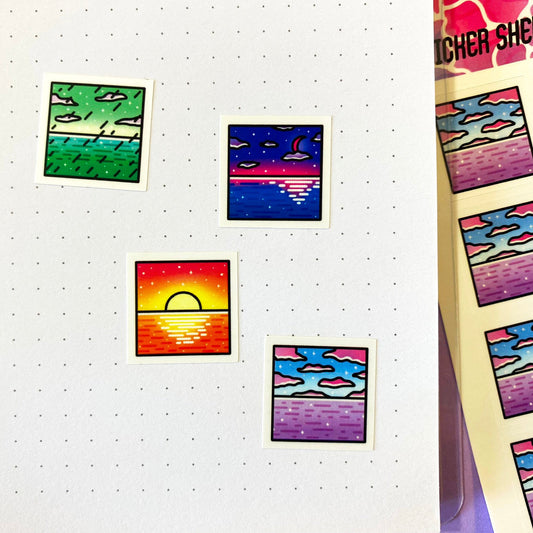 Sticker Sheet | Weather vignette with ocean