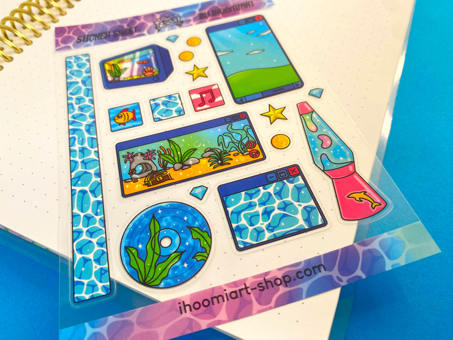 Nostalgic Fish A6 Clear Sticker Sheet - "Lost in aquatic virtual world"