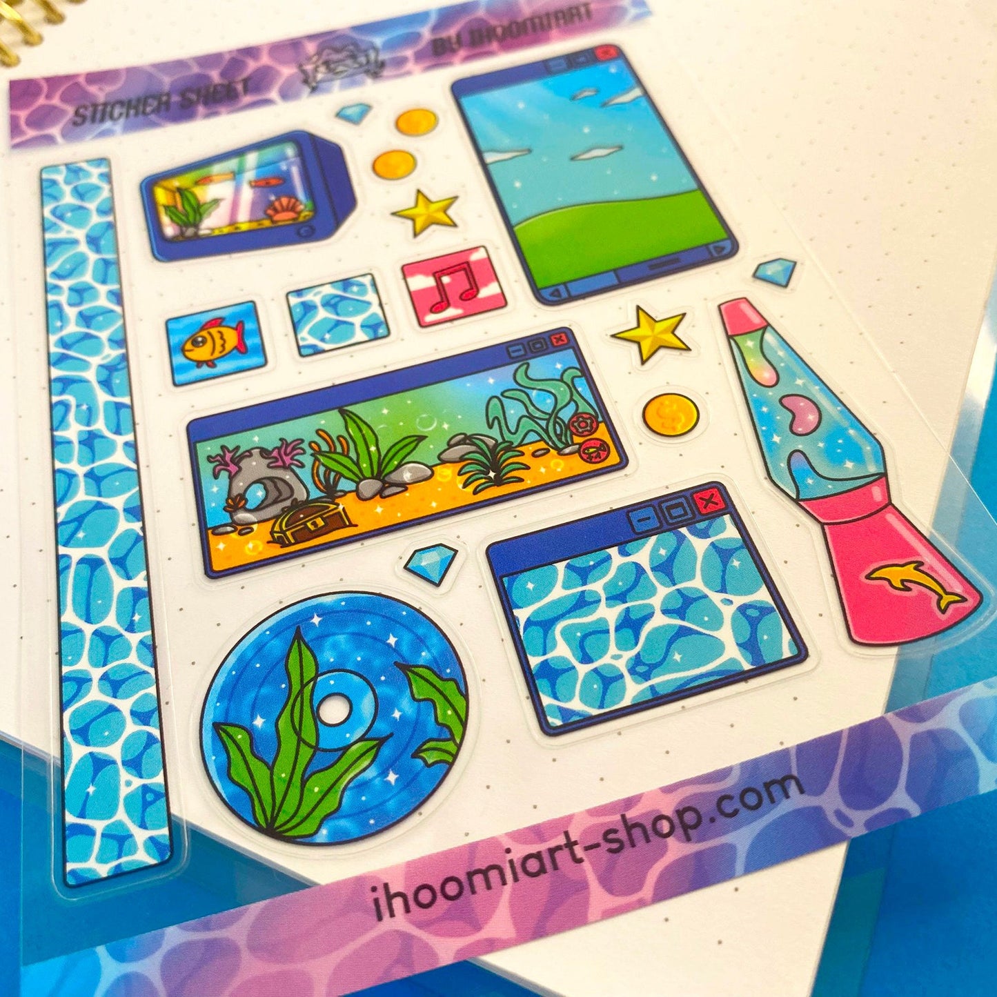 Nostalgic Fish A6 Clear Sticker Sheet - "Lost in aquatic virtual world"