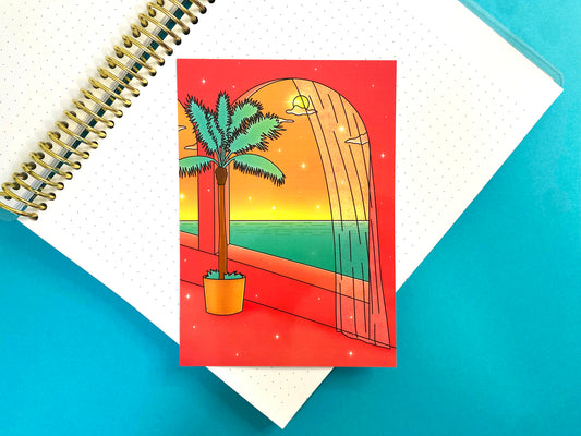 Hot Summer A6 Postcard / Art Print - Sunlight Ocean View