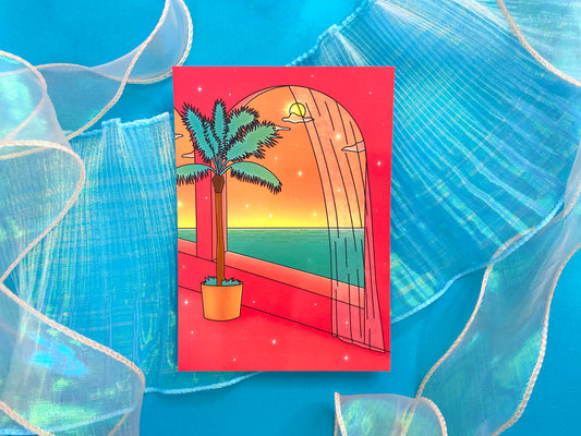 Hot Summer A6 Postcard / Art Print - Sunlight Ocean View