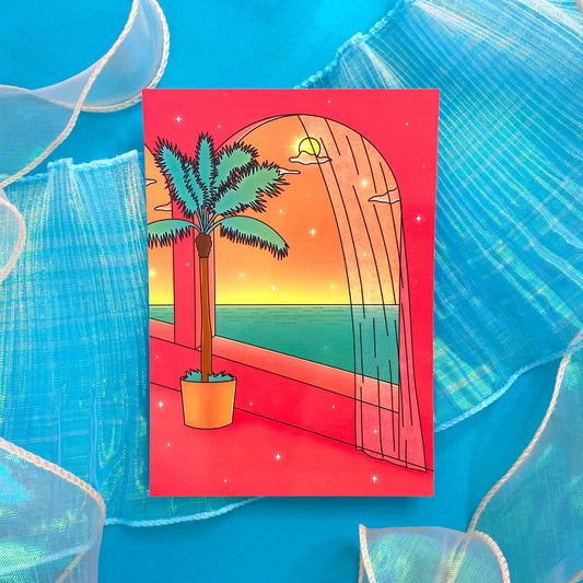 Hot Summer A6 Postcard / Art Print - Sunlight Ocean View