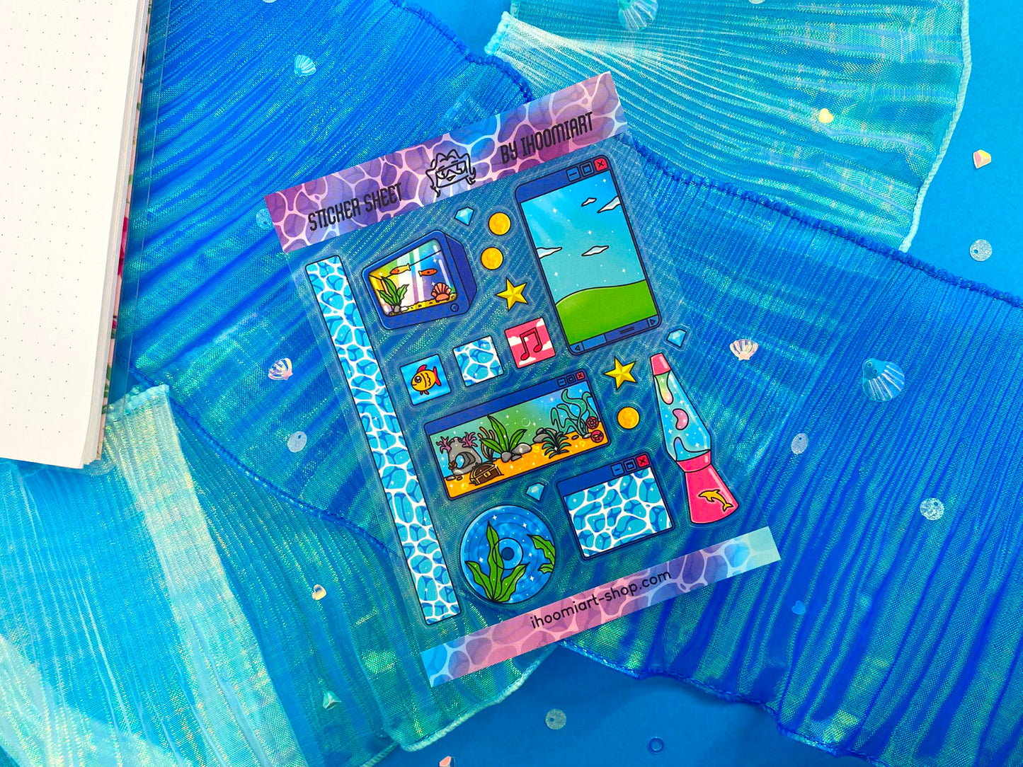 Nostalgic Fish A6 Clear Sticker Sheet - "Lost in aquatic virtual world"