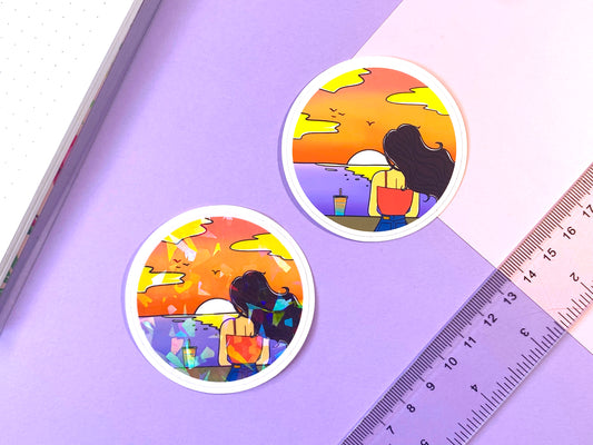 Waterproof Vaporwave Sticker "Sunset"