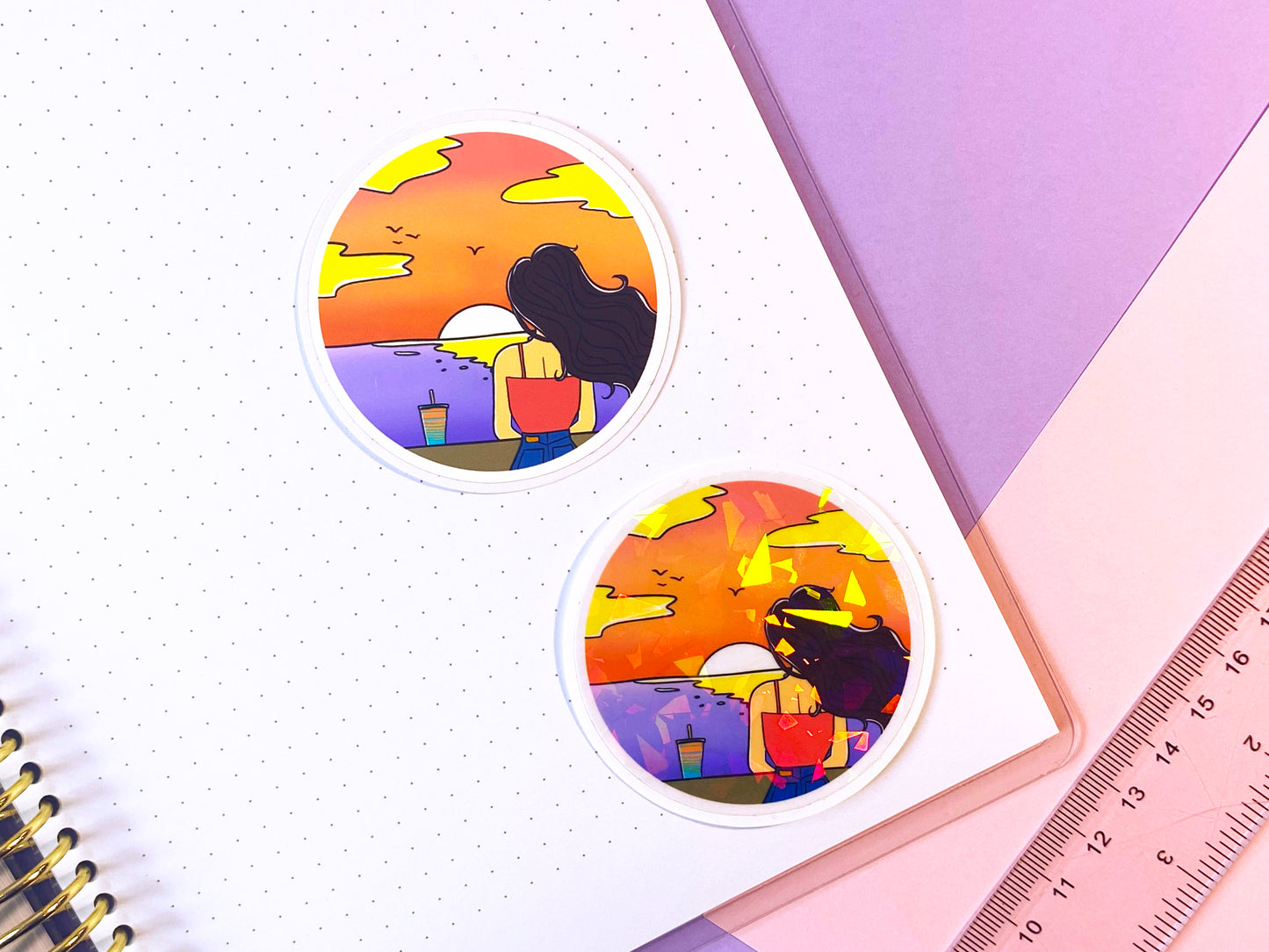 Waterproof Vaporwave Sticker "Sunset"