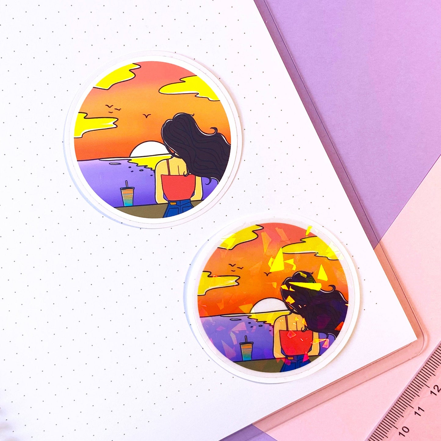 Waterproof Vaporwave Sticker "Sunset"