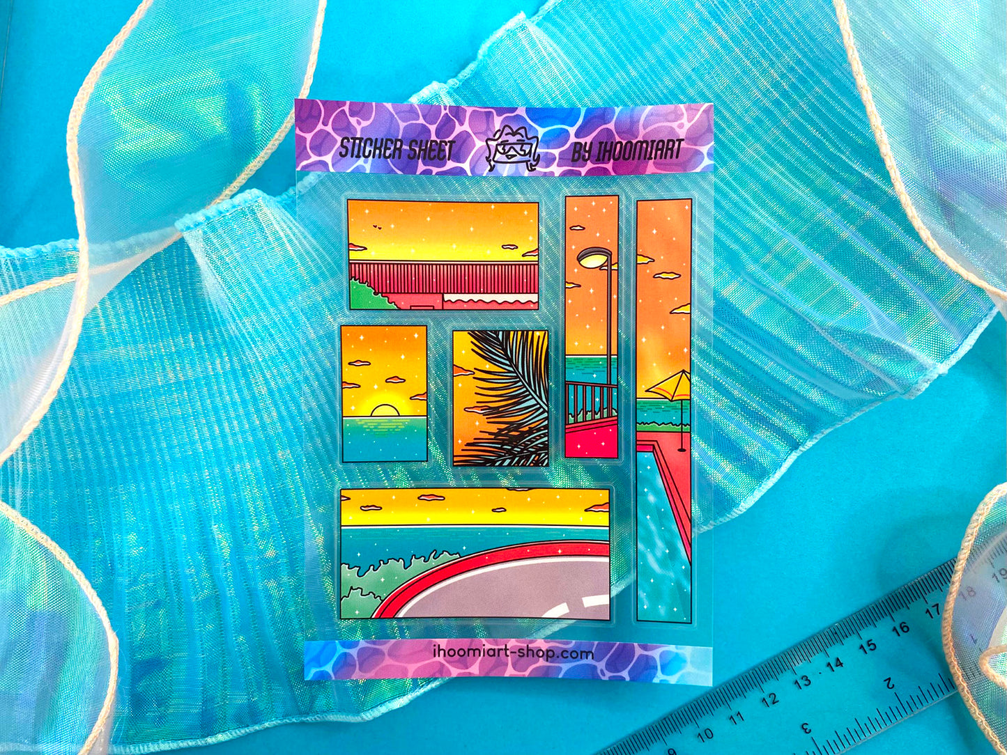 Hot Summer A6 Clear Sticker Sheet | Summer day landscape