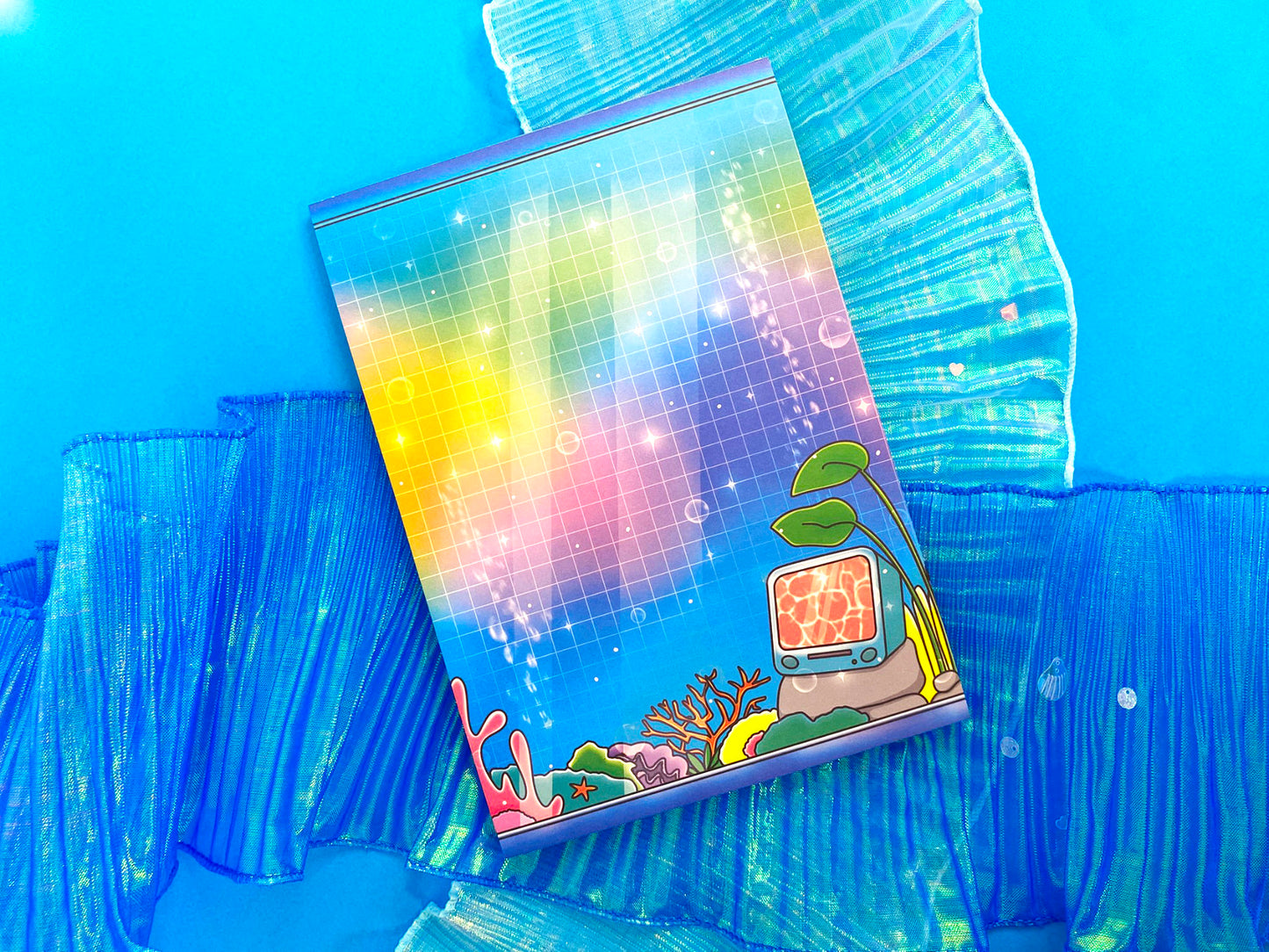 Nostalgic Fish A5 Notepad – Colorful Aquarium | Grid Pages for Journaling & Notes
