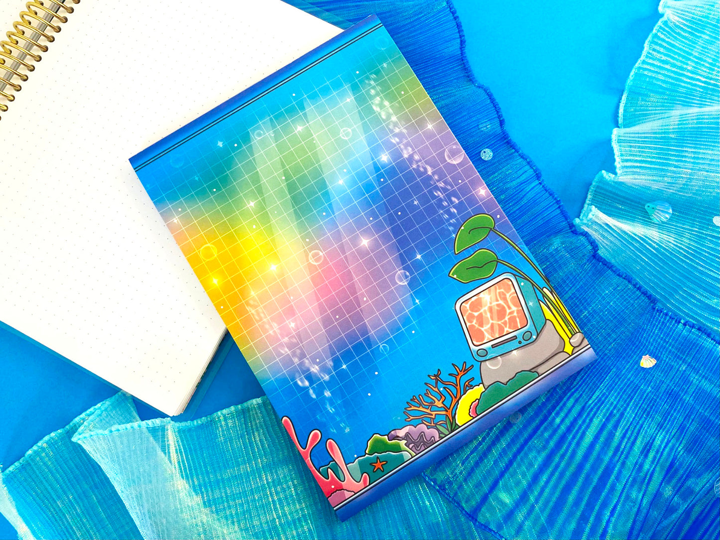 Nostalgic Fish A5 Notepad – Colorful Aquarium | Grid Pages for Journaling & Notes