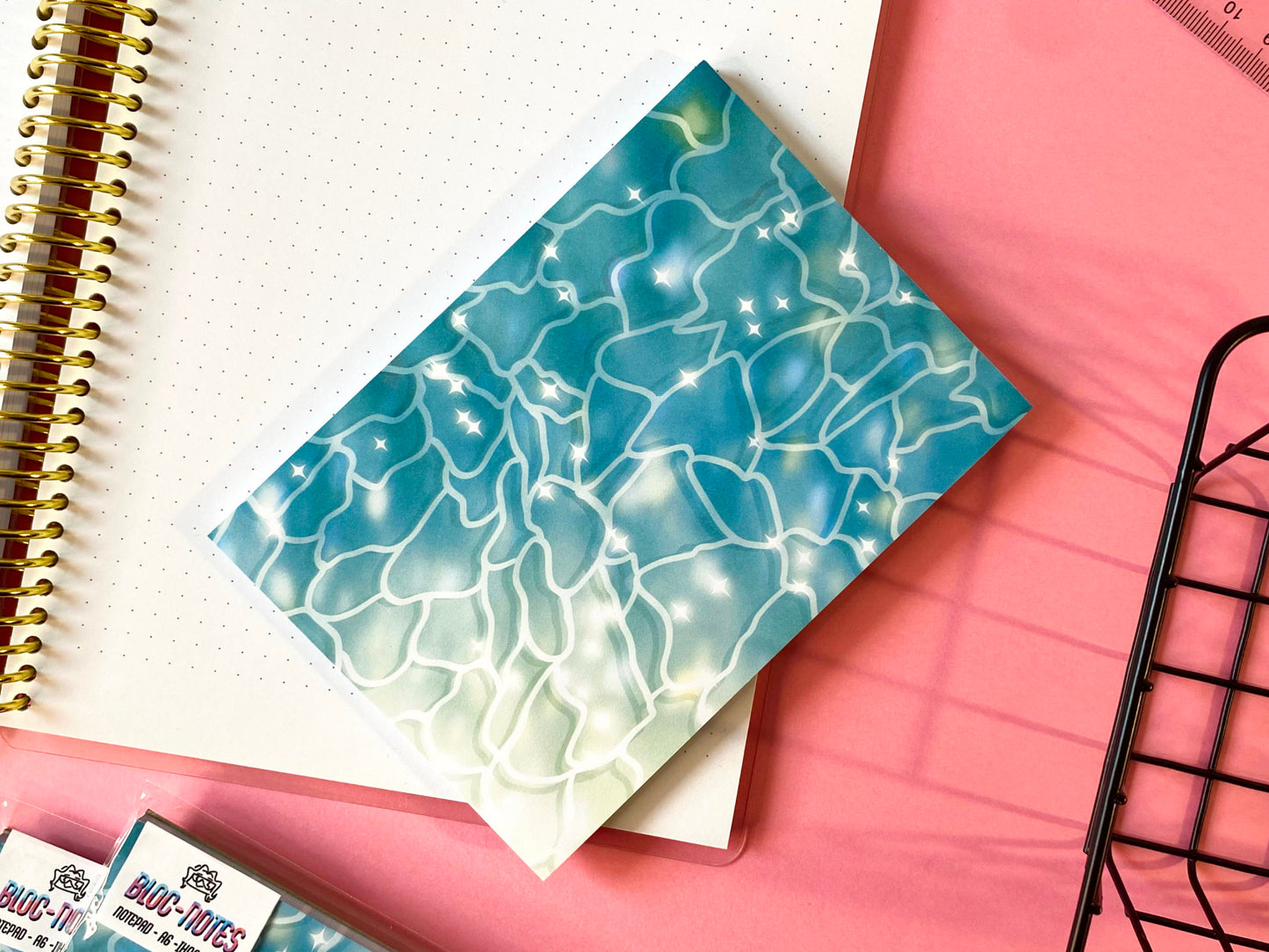 Aesthetic A6 notepad "Ocean and light" | Aesthetic water | Blue & Light