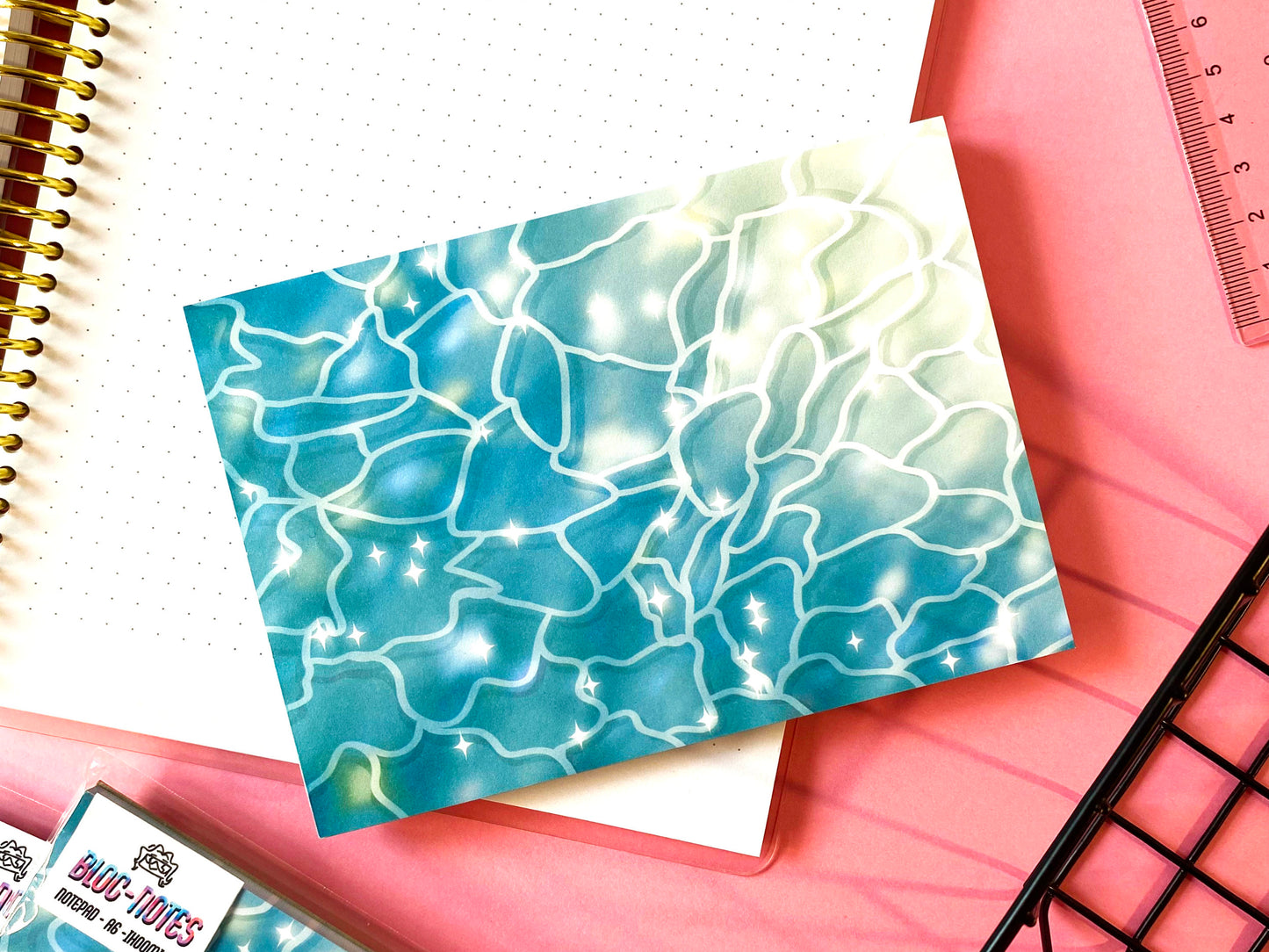 Aesthetic A6 notepad "Ocean and light" | Aesthetic water | Blue & Light